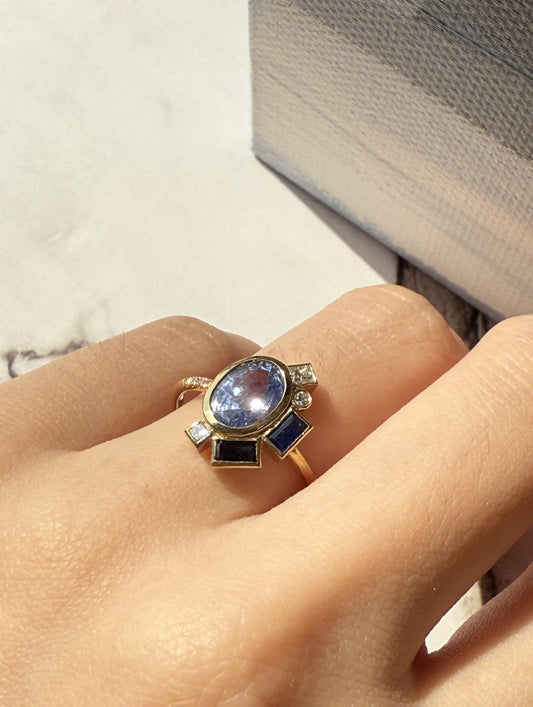 Movement No. 1 — Bauhaus Aether Blue Sapphire Ring