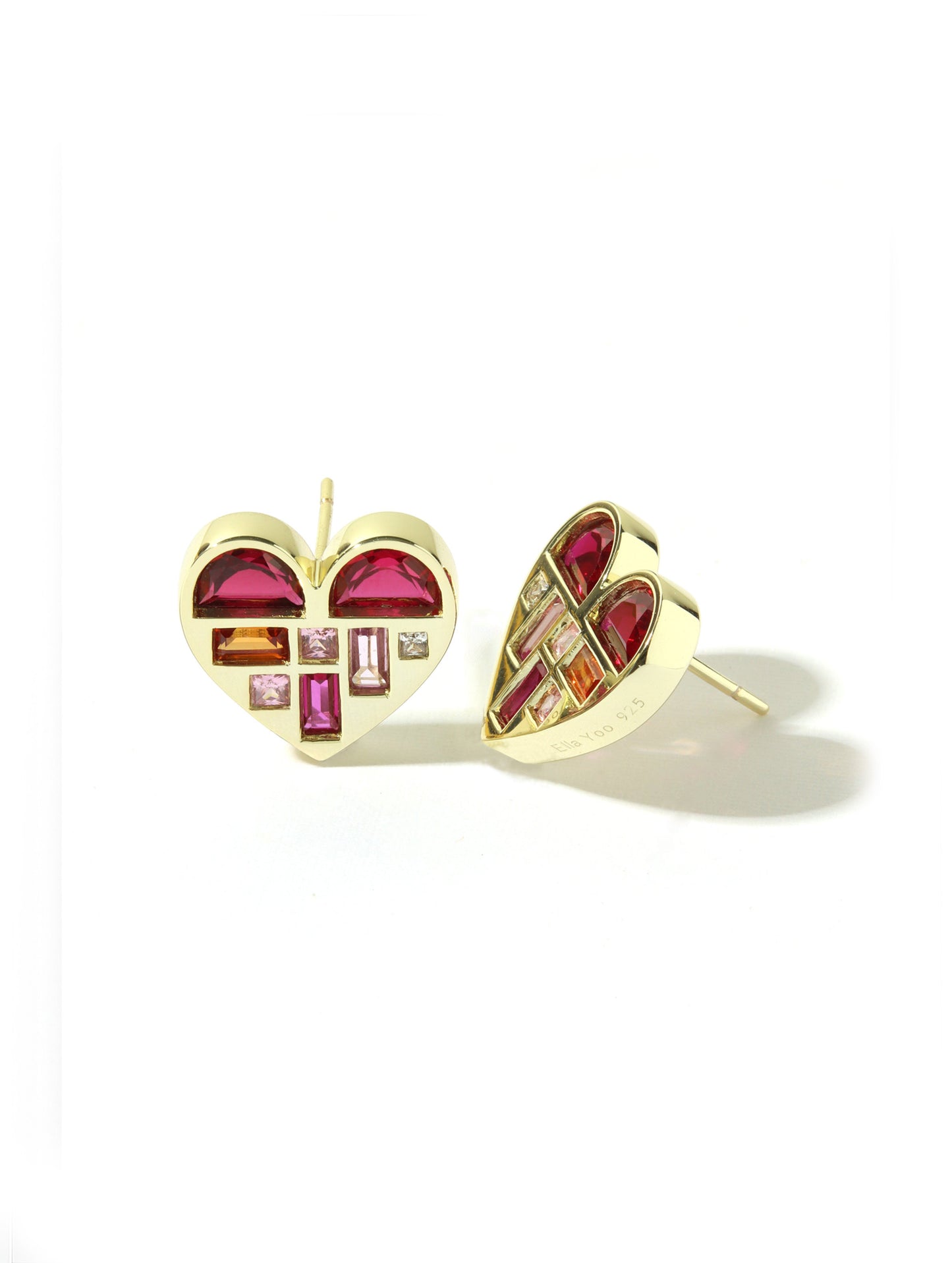 Poetic Heart No.1  —  Ruby 18k Gold-plated Earring (Pair)