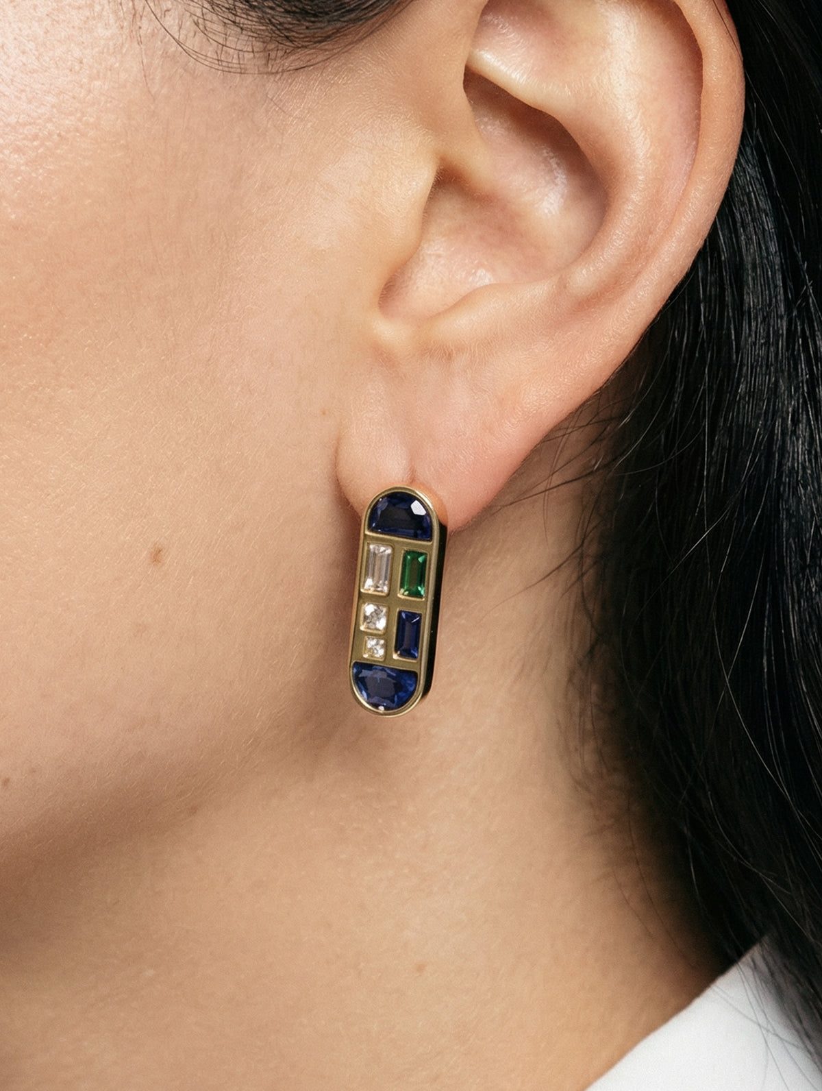 Artful Mind No. 1 — Blue Sapphire Earring - 18k Gold-Plated