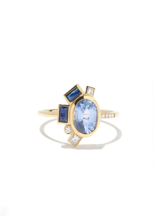 Movement No. 1 — Bauhaus Aether Blue Sapphire Ring