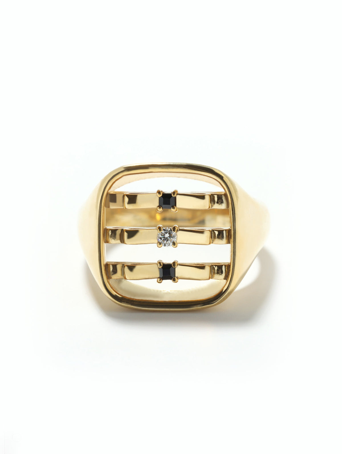 Still Ribbon Mind No. 2 — Blac & White Diamond Solid Gold Ring