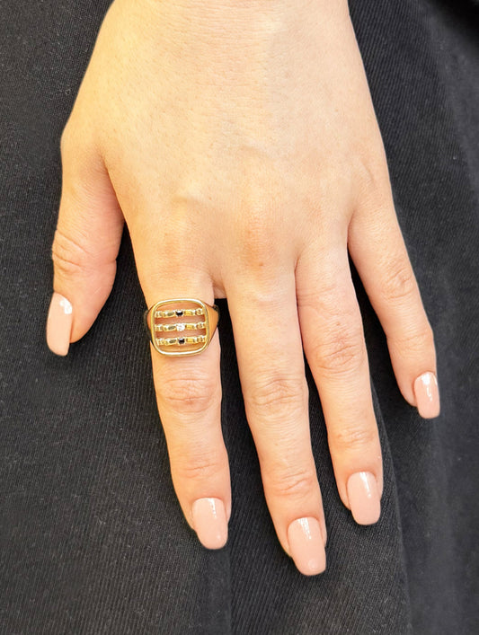 Still Ribbon Mind No. 2 — Blac & White Diamond Solid Gold Ring