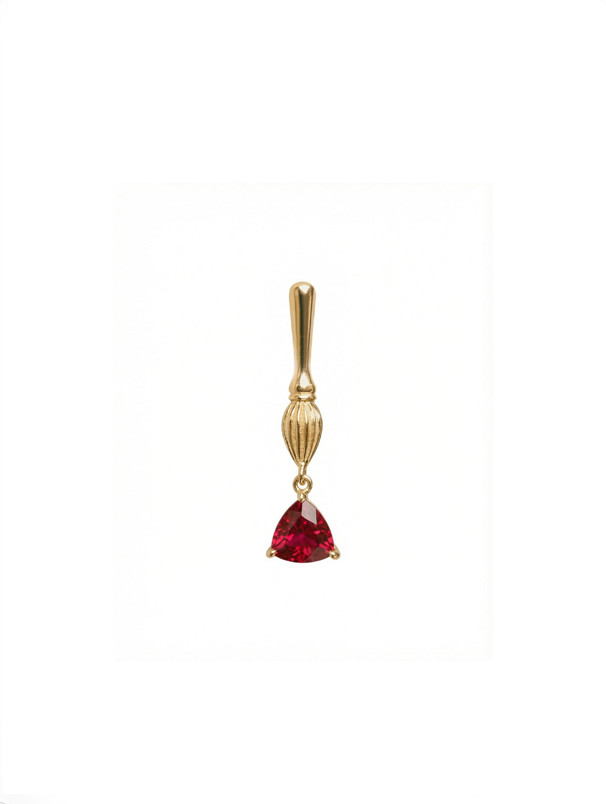 Atelier Brush No.3  —  Ruby 14k Solid Gold Earring (Single)