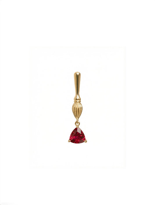 Atelier Brush No.3  —  Ruby 14k Solid Gold Earring (Single)