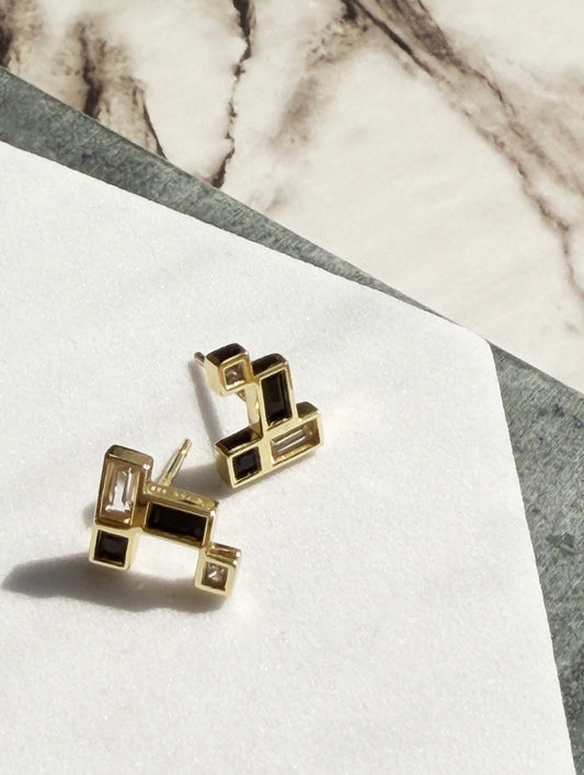 Gentle Mind No.3 — Black Onyx 18k Gold-plated Earring (Pair)