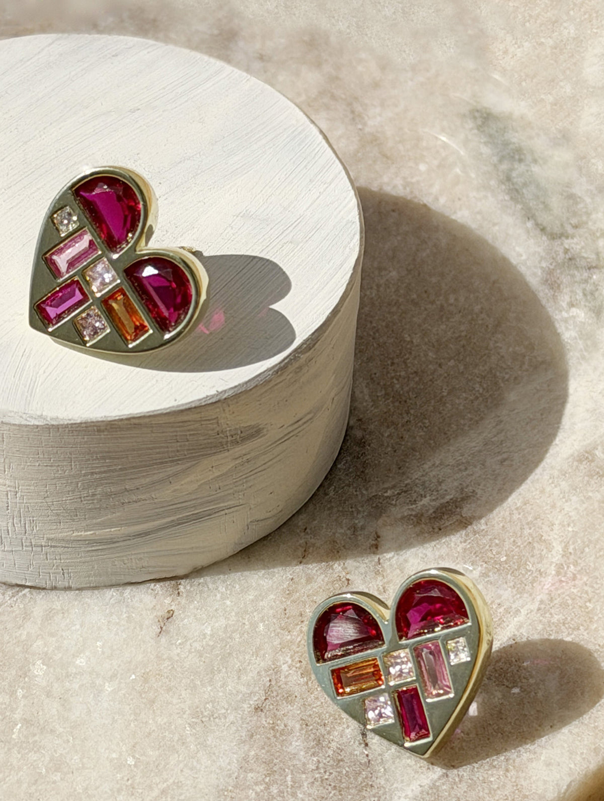 Poetic Heart No.1  —  Ruby 18k Gold-plated Earring (Pair)